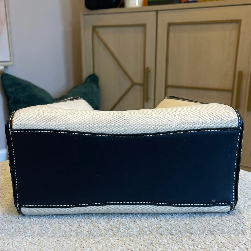 Tory Burch Ivory Canvas Bucket Bag with Black Trim - Picture 7 of 10